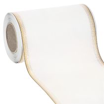 tételeket Elegáns moaré koszorú szalag arany szegéllyel, esküvői dekoráció, gyászszalag, fehér 150mm x 25m