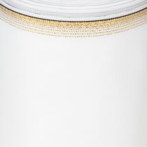 tételeket Elegáns moaré koszorú szalag arany szegéllyel, esküvői dekoráció, gyászszalag, fehér 150mm x 25m