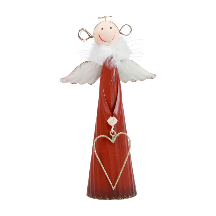 Angyal dekoratív fém asztaldísz Karácsonyi figura piros 10,5×4,5×20cm