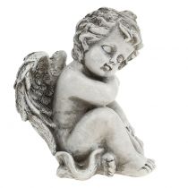 Emlékfigura alvó angyal szürke 16cm 2db