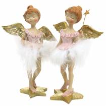 tételeket Deco balerina angyal rózsaszín, arany Ø11,5 H15cm 2db