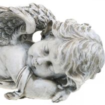 Sírdísz angyal alvó sírangyal szürke polirezin 39×14x13cm