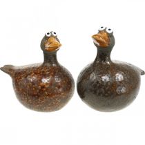 Deco kacsa kerámia figura rugós dekoráció 12,5cm barna 2db
