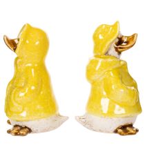 tételeket Kacsa figurák, esőkabát kerámia figurák vidám erkély- és kerti dekorációhoz, 11 cm, 4 darab