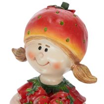 tételeket Eperlány Dekoratív Figura Nyári Dekorációhoz, Aranyos Szobor Nappaliba és Erkélyre, 18cm