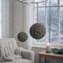 tételeket Égerfa toboz díszgömb akasztásra, fehérre meszelt, 20cm