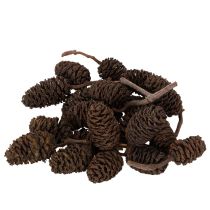 tételeket Természetes égerfa tobozok, kinyerhetőek, dekorációnak, 3 cm, 300 g, natúr barna.
