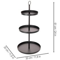 tételeket Háromszintes fém kerek tálalóállvány többszintes asztaldíszítéshez, 61 cm