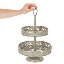 tételeket Dekoratív, emeletes tálalótálca füllel, csillag motívummal, kétszintes, 49 cm