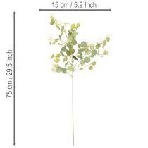 tételeket Mesterséges eukaliptusz ág kerek levelekkel, 75 cm, 4 darab