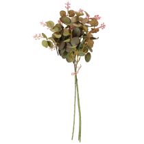 tételeket Mesterséges eukaliptusz ágak rózsaszín virágokkal, 45 cm, 3 darab
