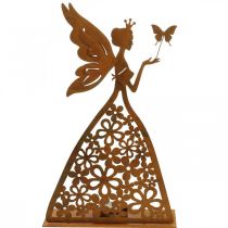 Pillangó manó, asztali dekorációs rugó, teamécses tartó, fém dekorációs patina H32,5cm Ø5cm