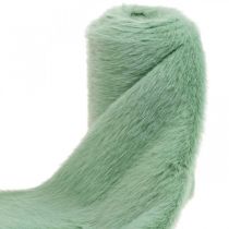 Dekoratív szőrme szalag zöld műszőrme menta prémes asztali futó 15 × 150 cm