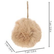 tételeket Dekoratív pompon akasztásra, bolyhos szőrgombóc, 7 cm, 6 darab