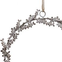 tételeket Ablakdekoráció, ajtókoszorú, shabby chic virágkoszorú, fém, fehér, Ø16.5cm