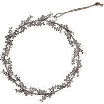 tételeket Ablakdekoráció, ajtókoszorú, shabby chic virágkoszorú, fém, fehér, Ø16.5cm