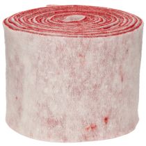 tételeket Filcszalag, 100% gyapjú, kétszínű, edényfogónak, fehér/piros filcszalag, 15cm x 5m