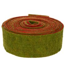 tételeket Filcszalag, kétszínű edényfogó szalag, 100% gyapjú, piros/zöld, 7,5 cm széles, 5 m hosszú