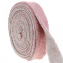 Fazék zsanér, deko szalag gyapjú filc sötét rózsaszín / szürke SZ4,5cm L5m