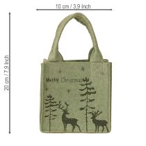 tételeket Filc táska Merry Christmas kicsi füllel Zöld 15×10cm