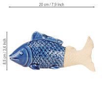 tételeket Kerámia hal dekoráció Tengeri kék bézs 20×8×8,5cm 2 db