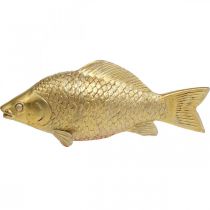 Dekoratív hal arany színű szobor állványra Halszobor, kicsi, 18 cm
