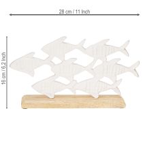 tételeket Fish Dekorációs Iskola Hal Fehér Fém Fa Natúr 28x16cm