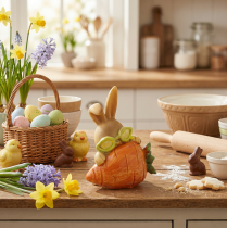 tételeket Dekoratív nyúl sárgarépával, húsvéti nyuszi díszfigurák, 6cm, 3 darab