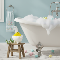 tételeket Húsvéti csibe dekoráció, zsenília csibe a kádban, sárga, 9cm