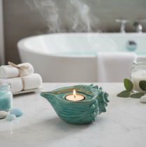 tételeket Teamécses tartó kagyló alakú asztali gyertya fürdőszoba nappali 16cm