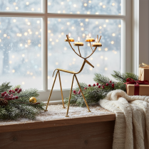 tételeket Gyertyatartó fém szarvas dekoratív gyertyatartó H44,5cm