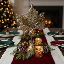 tételeket Asztali dekoráció őszi juharlevél dekoráció arany antik 58cm × 39cm