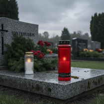 tételeket Sírgyertya fedő motívum virág piros fekete 10 nap H27cm