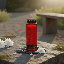 tételeket Sírgyertya fedő motívum virág piros fekete 10 nap H27cm