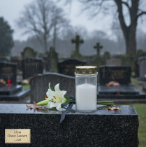 tételeket Síremlék gyertyák, fehér és arany, Ø5,5cm, M11,5cm, 24 órás, 12 darab