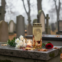 tételeket Sírgyertya angyal síri gyertya gyászfény motívummal Ø6cm H15,5cm