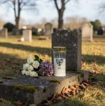 tételeket Sírgyertya kutyaszív fehérarany mancsból Ø7cm H16,5cm