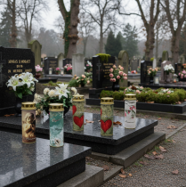 tételeket Sírgyertya motívummal, temetési dekoráció, Ø6cm M17cm, 6 darab