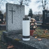 tételeket Síremlék gyertyafedél virágmotívummal, fehér és fekete, 10 nap, M27cm