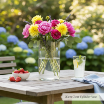 tételeket Virágváza, karcsú üveghenger, üvegvázaként vagy magas díszüvegként is használható, 30 cm