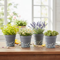 tételeket Virágcserép virágmintával modern otthoni és nyári erkélydekorációba, 13 cm, 4 darab