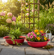 tételeket Kerek virágcserép stílusos beltéri vagy kerti dekorációhoz, 29 cm, 2 darab