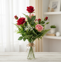 tételeket Rózsaág selyemvirág műrózsa piros 72cm