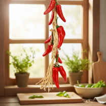 tételeket Dekoratív fogas nyári chili paprika piros mű L50cm
