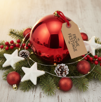 tételeket Nagy piros műanyag karácsonyfadísz, Ø25cm