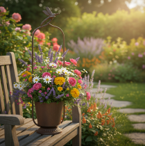 tételeket Vintage virágtartó ráccsal, szitakötő mintával, fém, Ø16/M62cm