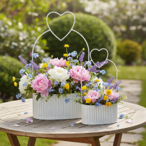 tételeket Dekoratív ovális fémtál szívvel, fehér, 20/16 cm, 2 db-os szett