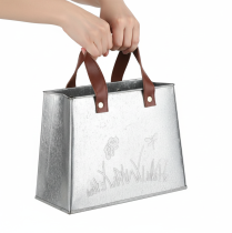 tételeket Dekoratív táska, ezüst, fehér, barna, fém, virágcserép, H22cm, 2 darab