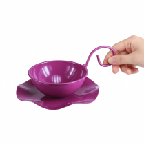 tételeket Dekoratív fém teáscsésze tányéron, lila, Ø11.5cm, M8cm, 2 darab