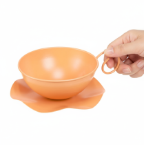 tételeket Dekoratív bögre Ø16cm M9cm fém tányérral, narancssárga, 2 darab